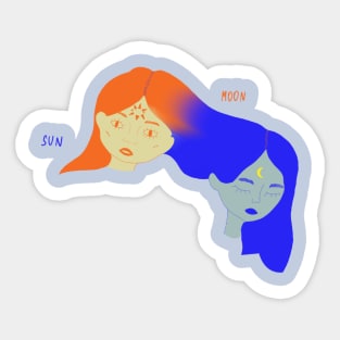 Sun and moon sisters Sticker